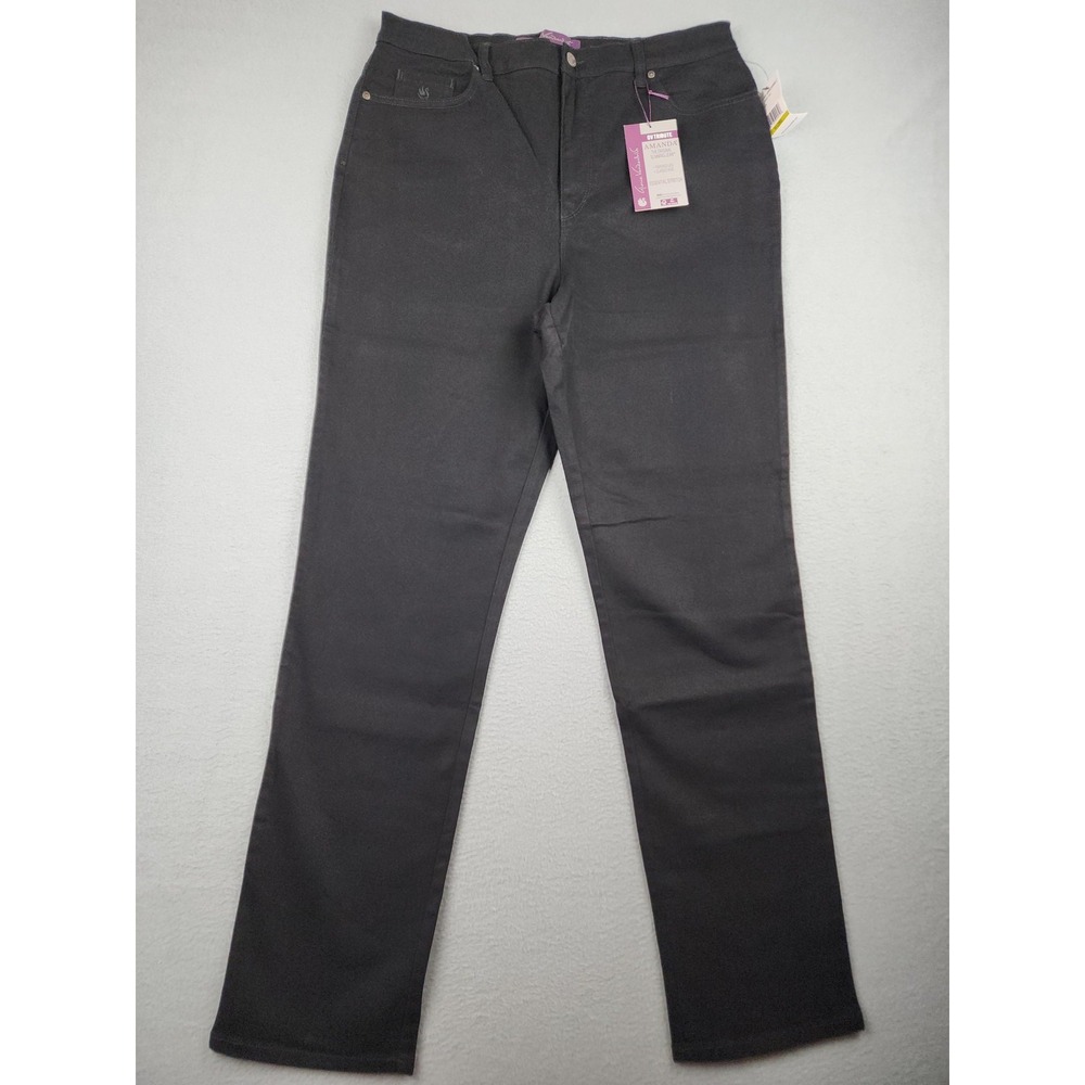 Gloria Vanderbilt Amanda Jeans Womens 14 Tall Black High Rise Tapered Stretch